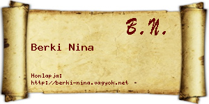 Berki Nina névjegykártya